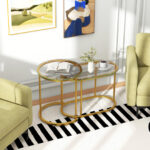 Gold Nesting Coffee Tables with Glass Tops (Set of 2)