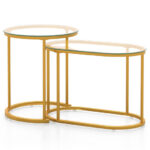 Gold Nesting Coffee Tables with Glass Tops (Set of 2)