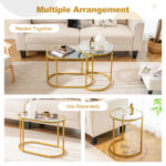 Gold Nesting Coffee Tables with Glass Tops (Set of 2)