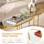 Gold Nesting Coffee Tables with Glass Tops (Set of 2)
