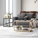 Modern Black Nesting Coffee Table with Storage (Set of 3)