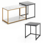 Modern Black Nesting Coffee Table with Storage (Set of 3)