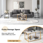 Modern Black Nesting Coffee Table with Storage (Set of 3)