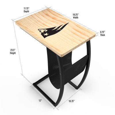 New England Patriots Laser Etched Modern C-Shape Side Table