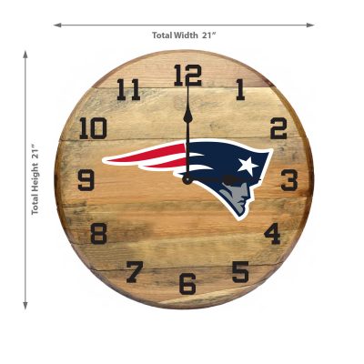 New England Patriots Oak Barrel Wall Clock