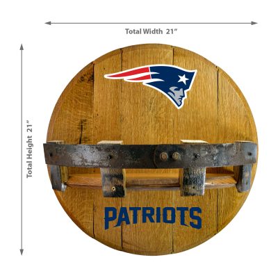 New England Patriots Oak Whiskey Barrel Bar Shelf