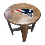 New England Patriots Oak Whiskey Barrel Side Table