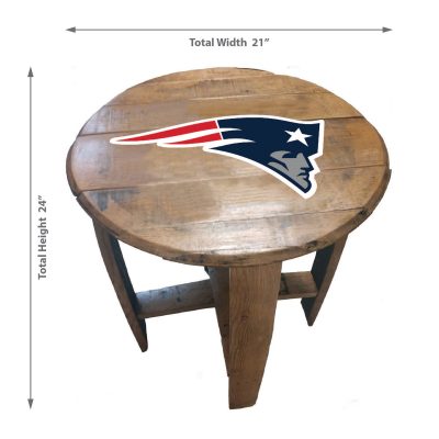 New England Patriots Oak Whiskey Barrel Side Table