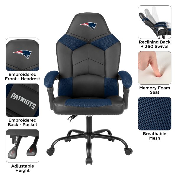 New England Patriots Oversized Embroidered Gaming Office Chair 4