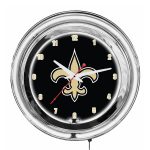 New Orleans Saints 14" Two-Tone Neon Chrome Clock