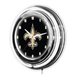 New Orleans Saints 14" Two-Tone Neon Chrome Clock