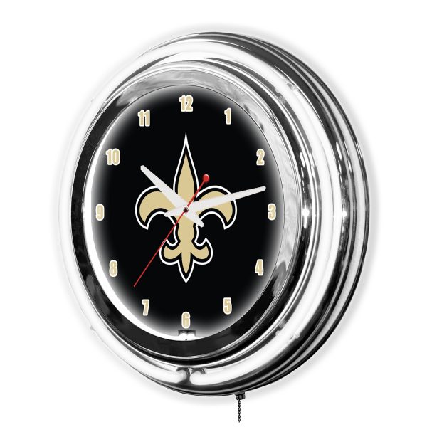 New Orleans Saints 14 Two Tone Neon Chrome Clock 2