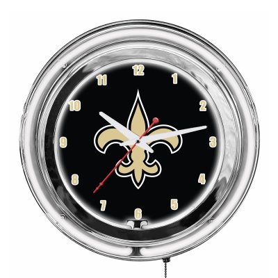 New Orleans Saints 14" Two-Tone Neon Chrome Clock