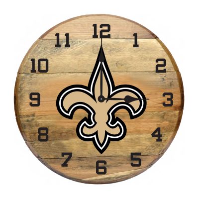 New Orleans Saints Authentic Oak Barrel Clock Game Time Decor