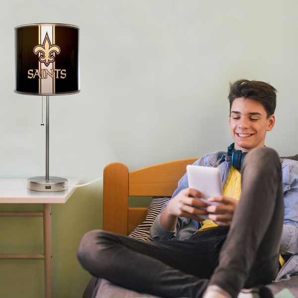 New Orleans Saints Chrome USB Charging Lamp with Shade 2