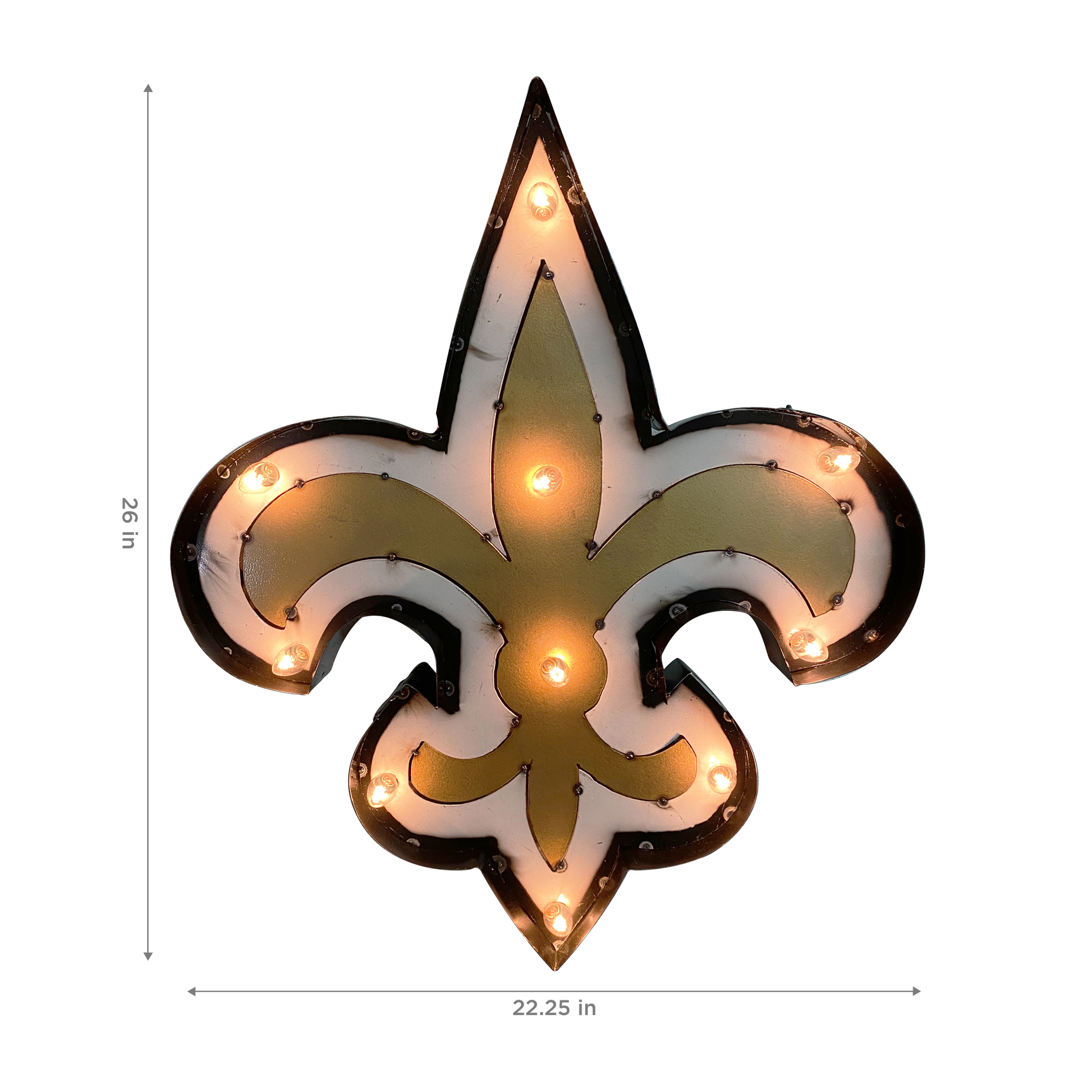 New Orleans Saints Lighted Recycled Metal NFL Logo Sign 2 New Orleans Saints Lighted Recycled Metal NFL Logo Sign - Image 2