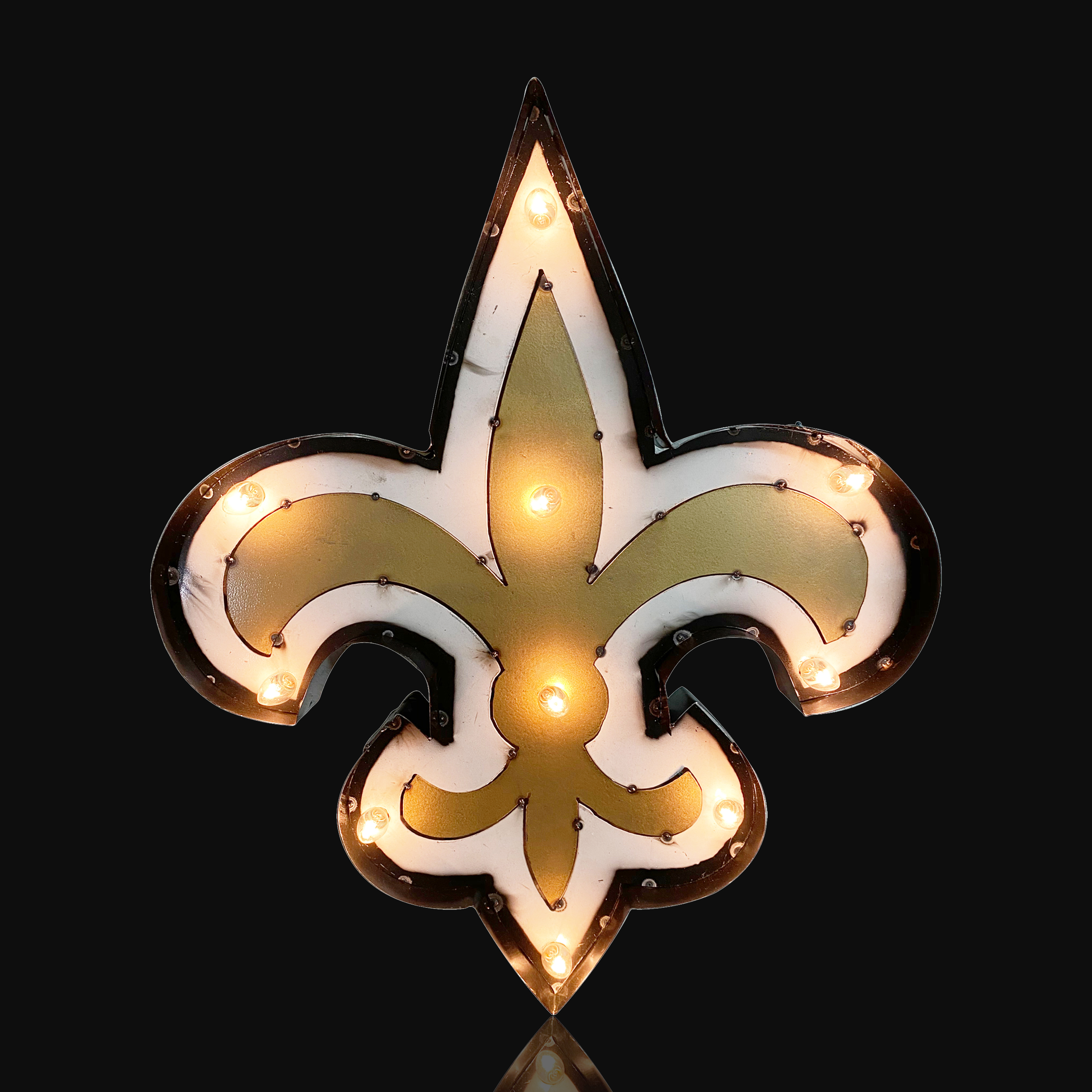 New Orleans Saints Lighted Recycled Metal NFL Logo Sign 3 New Orleans Saints Lighted Recycled Metal NFL Logo Sign - Image 3