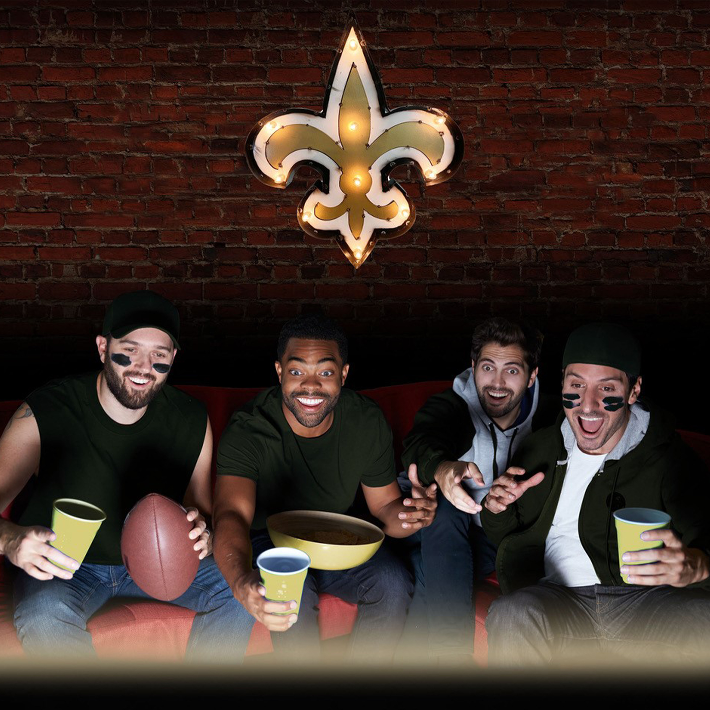 New Orleans Saints Lighted Recycled Metal NFL Logo Sign 4 New Orleans Saints Lighted Recycled Metal NFL Logo Sign - Image 4