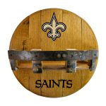 New Orleans Saints Oak Whiskey Barrel Bar Shelf