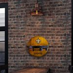 New Orleans Saints Oak Whiskey Barrel Bar Shelf