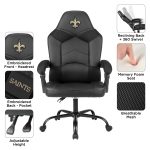 New Orleans Saints Oversized Embroidered Gaming Office Chair with Pouch