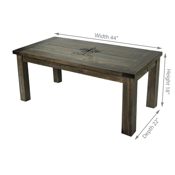 New Orleans Saints Reclaimed Pine Coffee Table NFL Logo 3