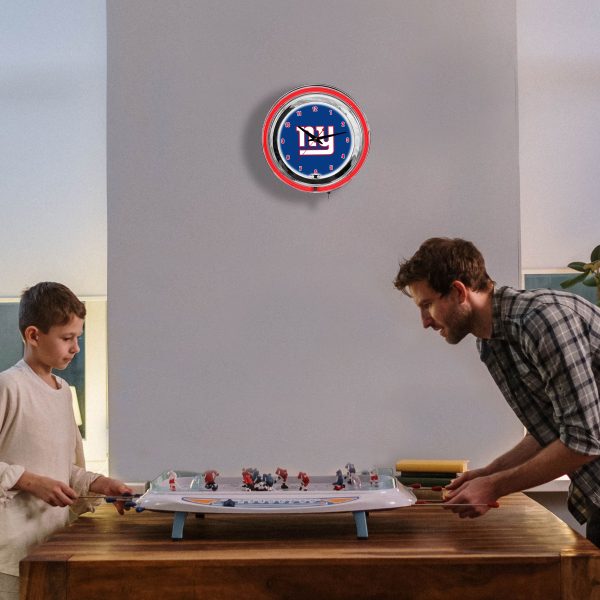 New York Giants 14 Neon Chrome Clock Lights Up Your Space 1