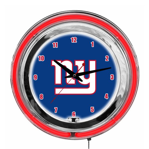 New York Giants 14 Neon Chrome Clock Lights Up Your Space 2