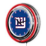 New York Giants 14" Neon Chrome Clock Lights Up Your Space