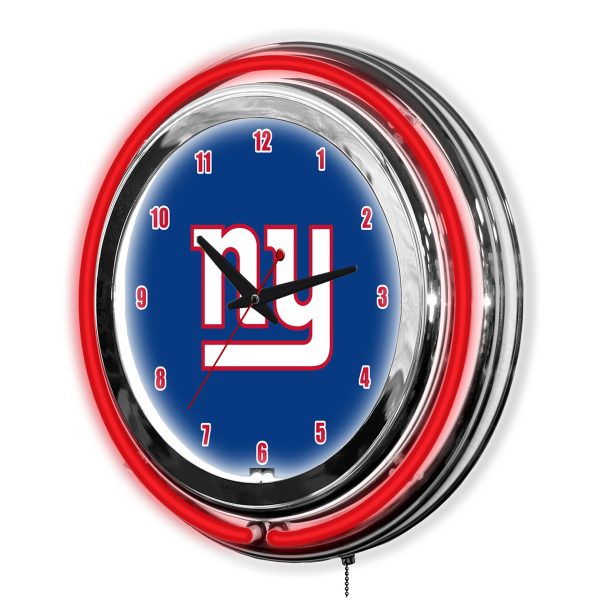 New York Giants 14 Neon Chrome Clock Lights Up Your Space 3