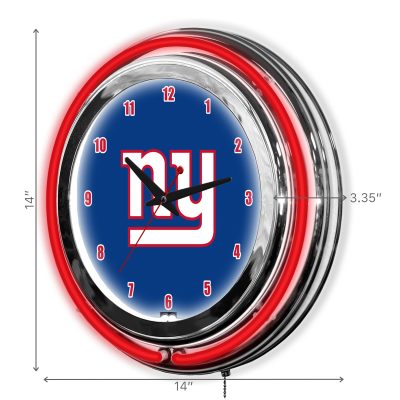 New York Giants 14" Neon Chrome Clock Lights Up Your Space