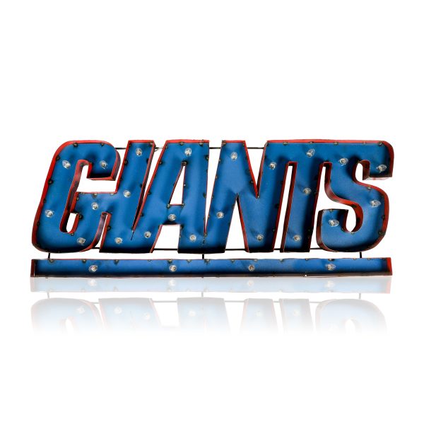 New York Giants Lighted Recycled Metal Wordmark Logo Sign 1
