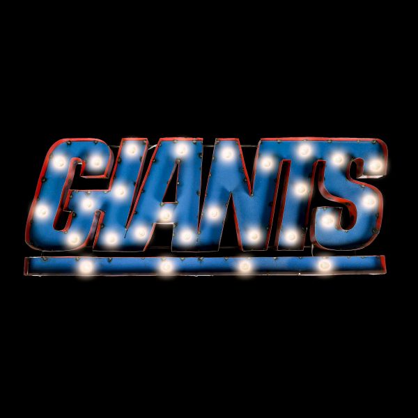 New York Giants Lighted Recycled Metal Wordmark Logo Sign 2