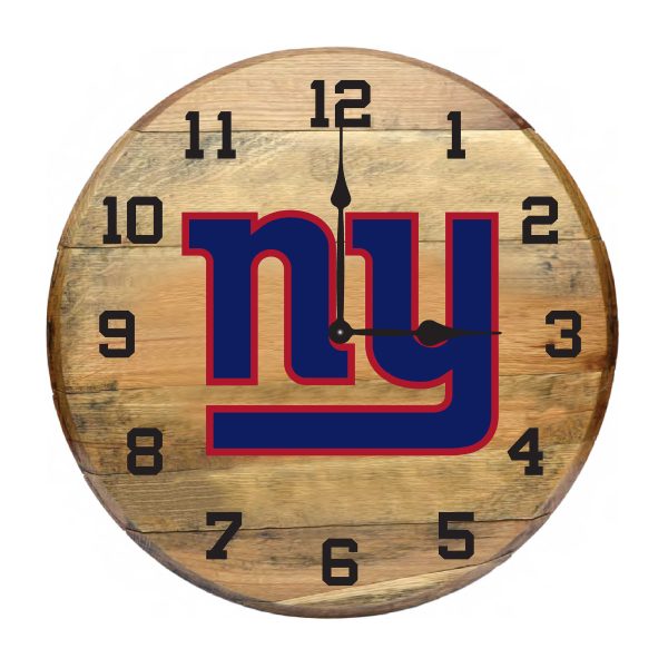 New York Giants NFL Authentic Oak Barrel Wall Clock 2