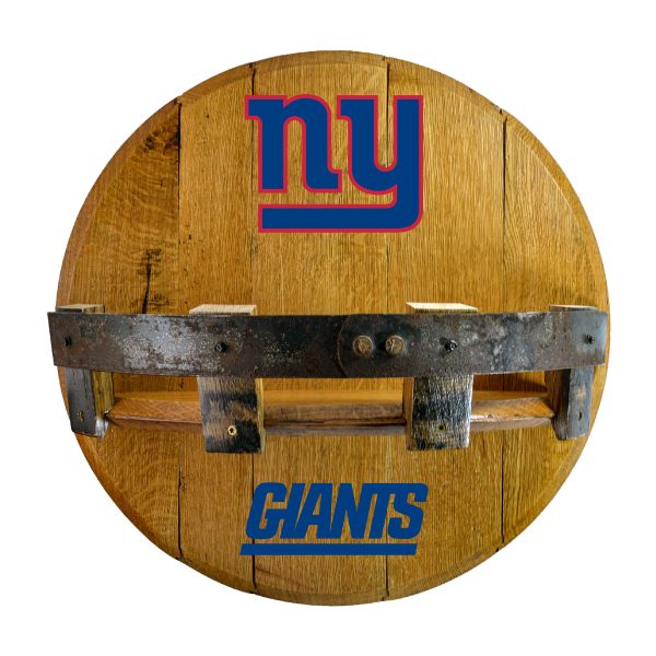 New York Giants NFL Oak Whiskey Barrel Bar Shelf 1