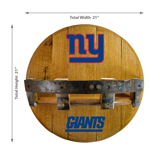 New York Giants NFL Oak Whiskey Barrel Bar Shelf