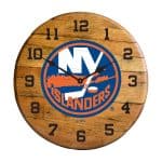 New York Islanders Oak Barrel Clock 6 New York Islanders Oak Barrel Clock