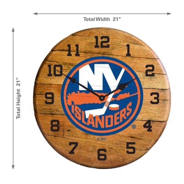 New York Islanders Oak Barrel Clock