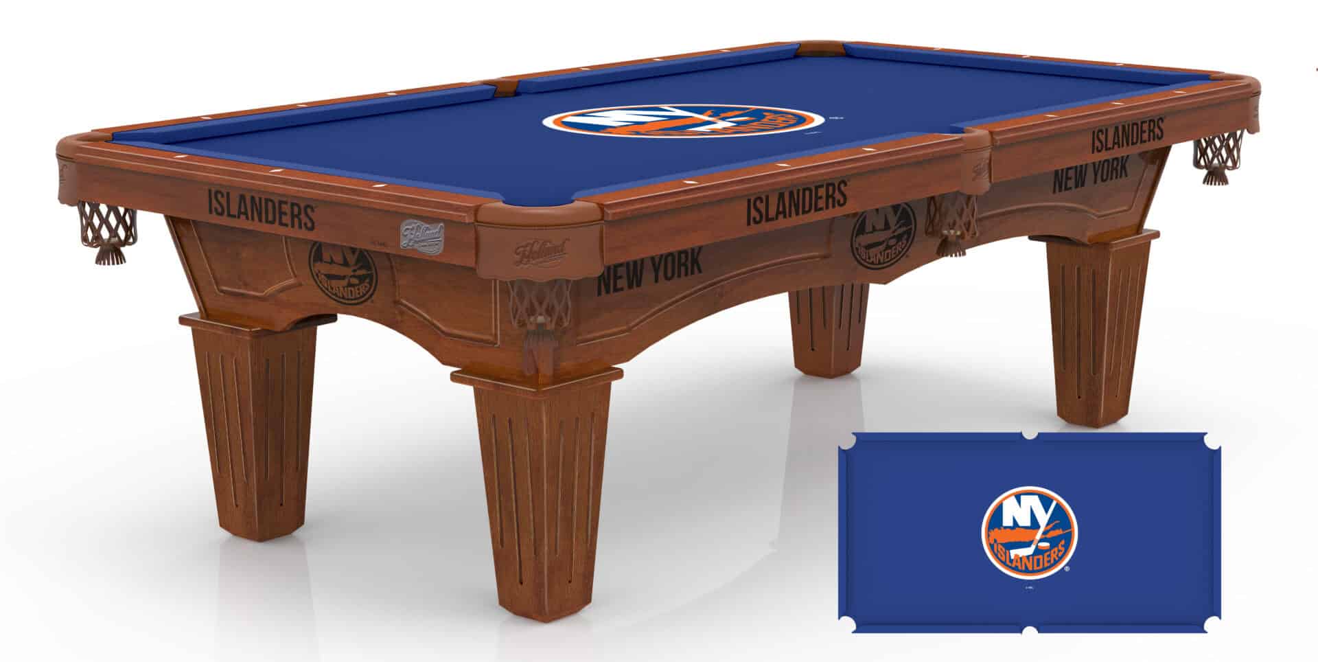 New York Islanders Pool Table with Chardonnay Finish and Tapered Leg 1 New York Islanders Pool Table with Chardonnay Finish and Tapered Leg