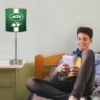New York Jets Chrome USB Charging Lamp with Shade Insert