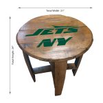 New York Jets NFL Authentic Oak Whiskey Barrel Side Table