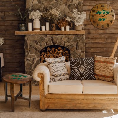 New York Jets NFL Authentic Oak Whiskey Barrel Side Table