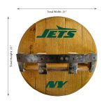 New York Jets NFL Oak Whiskey Barrel Bar Shelf