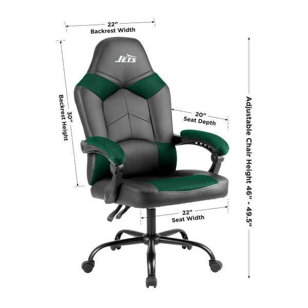 New York Jets Oversized Embroidered Gaming Office Chair 1