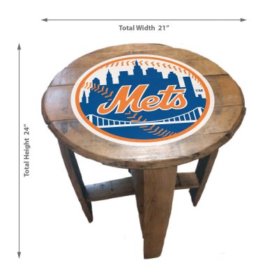 New York Mets Oak Whiskey Barrel End Table MLB