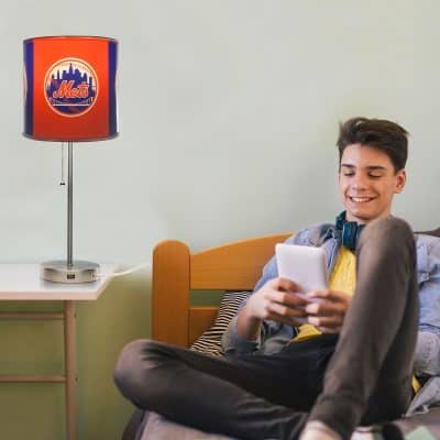 New York Mets USB Chrome Lamp with Changeable Shade Insert