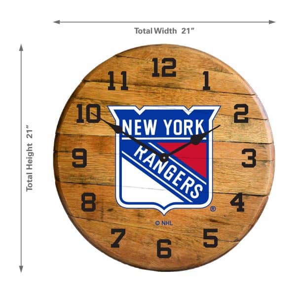 New York Rangers Oak Barrel Clock 2