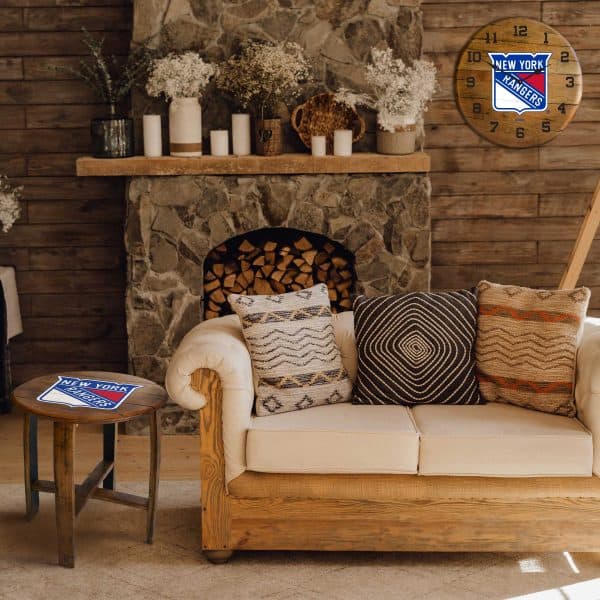 New York Rangers Oak Barrel Table 2