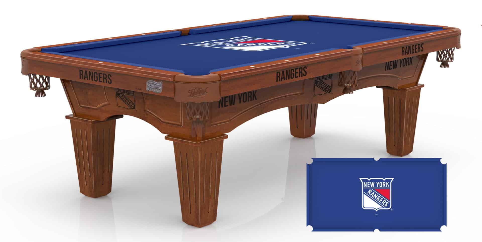 New York Rangers Pool Table with Chardonnay Finish and Tapered Leg 1 New York Rangers Pool Table with Chardonnay Finish and Tapered Leg