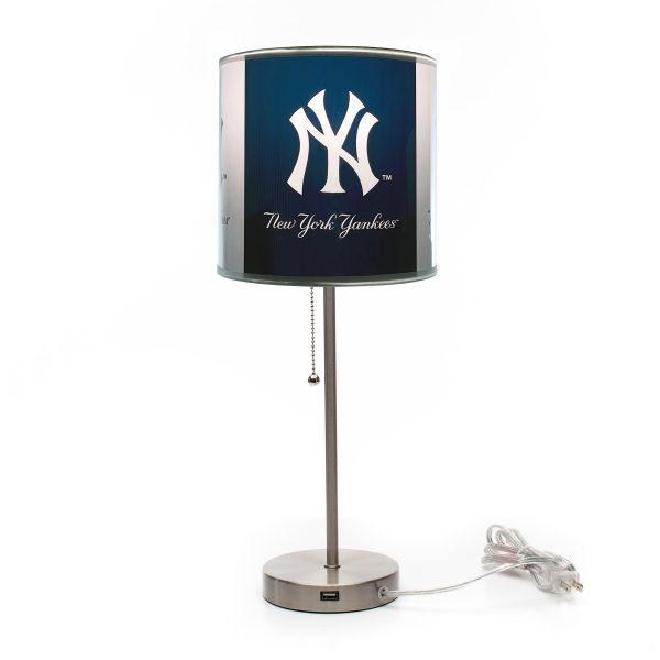 New York Yankees USB Chrome Lamp with Changeable Shade Insert 2